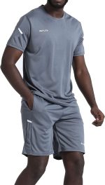 BUYJYA Men's Workout Clothes Athletic Shorts Shirt Set 3 Pack for Basketball Football Exercise Training Running Gym - Image 9